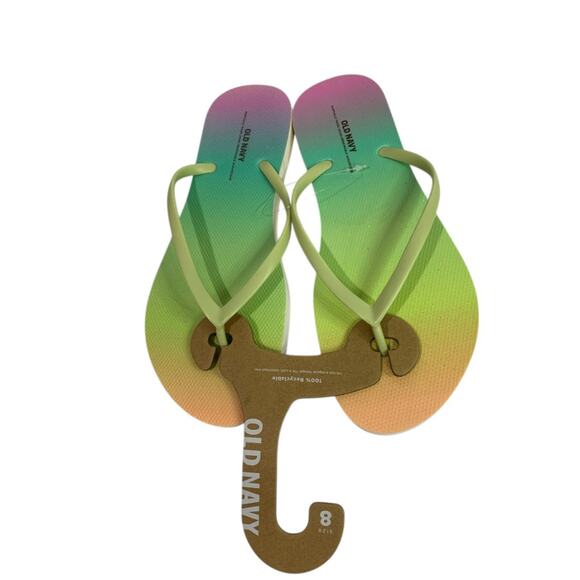 Size 8 Old Navy Womens Rainbow Flip Flops New Sandals - Picture 2 of 8